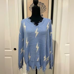 Distressed Lightning Bolt Sweater